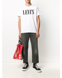 T-shirt à col rond imprimé blanc et noir Levi's