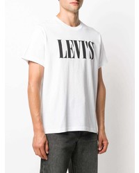 T-shirt à col rond imprimé blanc et noir Levi's