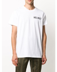 T-shirt à col rond imprimé blanc et noir Helmut Lang