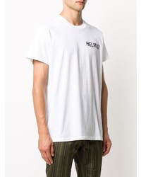 T-shirt à col rond imprimé blanc et noir Helmut Lang