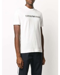 T-shirt à col rond imprimé blanc et noir Emporio Armani