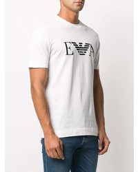 T-shirt à col rond imprimé blanc et noir Emporio Armani