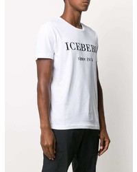 T-shirt à col rond imprimé blanc et noir Iceberg