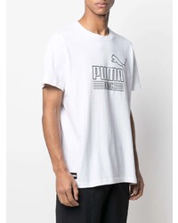 T-shirt à col rond imprimé blanc et noir Puma