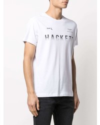 T-shirt à col rond imprimé blanc et noir Hackett