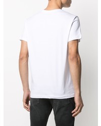 T-shirt à col rond imprimé blanc et noir Hackett