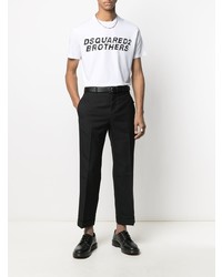 T-shirt à col rond imprimé blanc et noir DSQUARED2