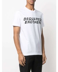 T-shirt à col rond imprimé blanc et noir DSQUARED2