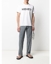 T-shirt à col rond imprimé blanc et noir Kenzo