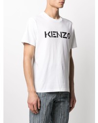 T-shirt à col rond imprimé blanc et noir Kenzo