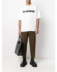 T-shirt à col rond imprimé blanc et noir Jil Sander