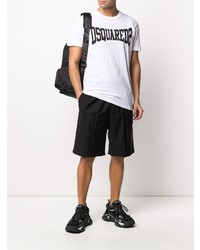 T-shirt à col rond imprimé blanc et noir DSQUARED2