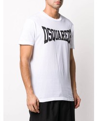 T-shirt à col rond imprimé blanc et noir DSQUARED2