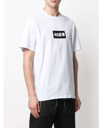 T-shirt à col rond imprimé blanc et noir MSGM