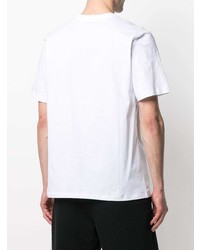 T-shirt à col rond imprimé blanc et noir MSGM