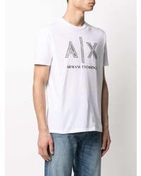 T-shirt à col rond imprimé blanc et noir Armani Exchange