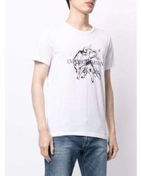 T-shirt à col rond imprimé blanc et noir Emporio Armani