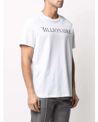 T-shirt à col rond imprimé blanc et noir Billionaire