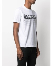 T-shirt à col rond imprimé blanc et noir DSQUARED2