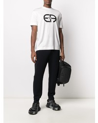 T-shirt à col rond imprimé blanc et noir Emporio Armani