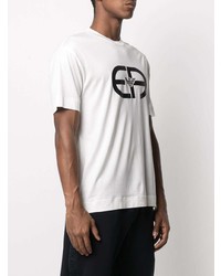 T-shirt à col rond imprimé blanc et noir Emporio Armani