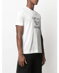 T-shirt à col rond imprimé blanc et noir Emporio Armani