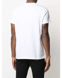 T-shirt à col rond imprimé blanc et noir Balmain