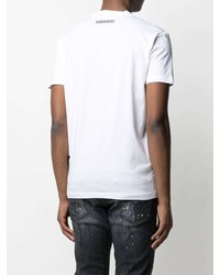 T-shirt à col rond imprimé blanc et noir DSQUARED2