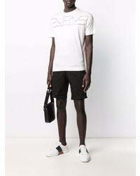 T-shirt à col rond imprimé blanc et noir Emporio Armani