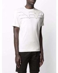 T-shirt à col rond imprimé blanc et noir Emporio Armani