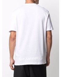 T-shirt à col rond imprimé blanc et noir Karl Lagerfeld