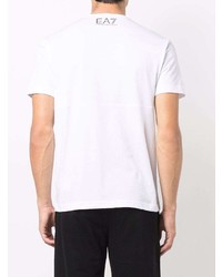 T-shirt à col rond imprimé blanc et noir Ea7 Emporio Armani