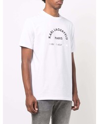 T-shirt à col rond imprimé blanc et noir Karl Lagerfeld