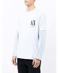 T-shirt à col rond imprimé blanc et noir Armani Exchange