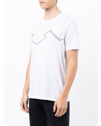 T-shirt à col rond imprimé blanc et noir Armani Exchange