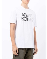 T-shirt à col rond imprimé blanc et noir Armani Exchange