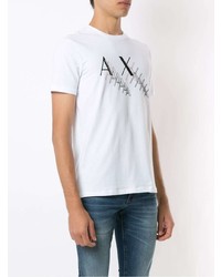 T-shirt à col rond imprimé blanc et noir Armani Exchange