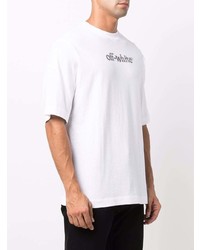 T-shirt à col rond imprimé blanc et noir Off-White