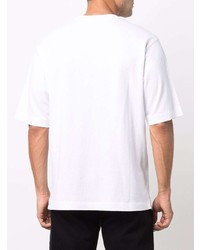 T-shirt à col rond imprimé blanc et noir Off-White