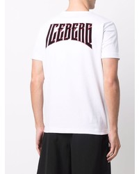 T-shirt à col rond imprimé blanc et noir Iceberg