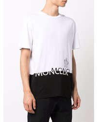 T-shirt à col rond imprimé blanc et noir Moncler