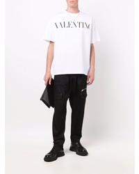 T-shirt à col rond imprimé blanc et noir Valentino