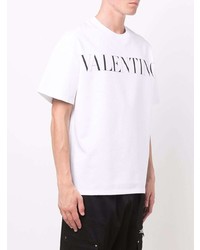 T-shirt à col rond imprimé blanc et noir Valentino