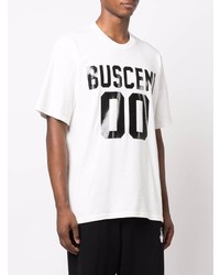 T-shirt à col rond imprimé blanc et noir Buscemi