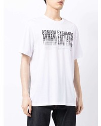 T-shirt à col rond imprimé blanc et noir Armani Exchange