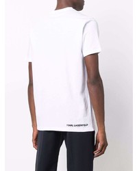 T-shirt à col rond imprimé blanc et noir Karl Lagerfeld