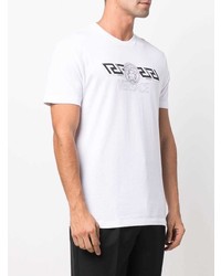 T-shirt à col rond imprimé blanc et noir Versace