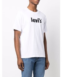 T-shirt à col rond imprimé blanc et noir Levi's