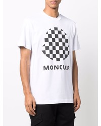 T-shirt à col rond imprimé blanc et noir Moncler