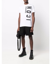 T-shirt à col rond imprimé blanc et noir DSQUARED2